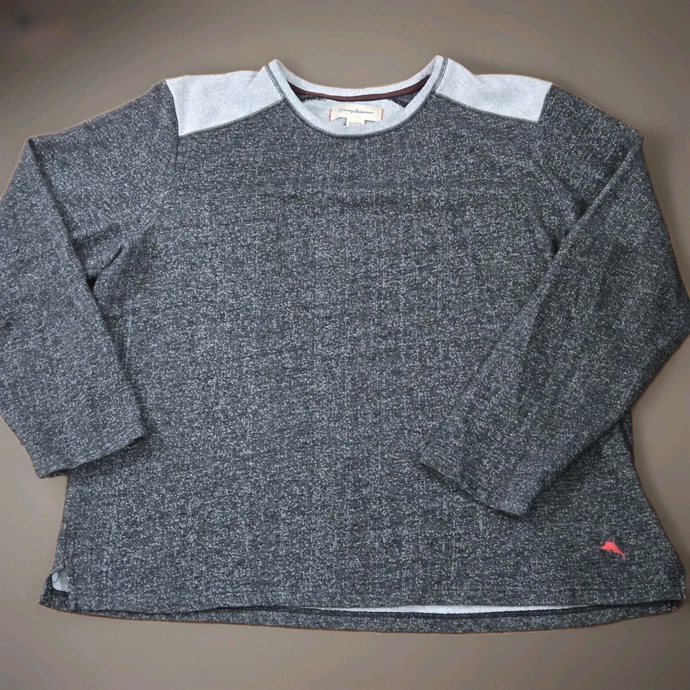 TOMMY BAHAMA Crew Neck Pullover Fleece Lounge Shirt Sweater Men XXL Gray
